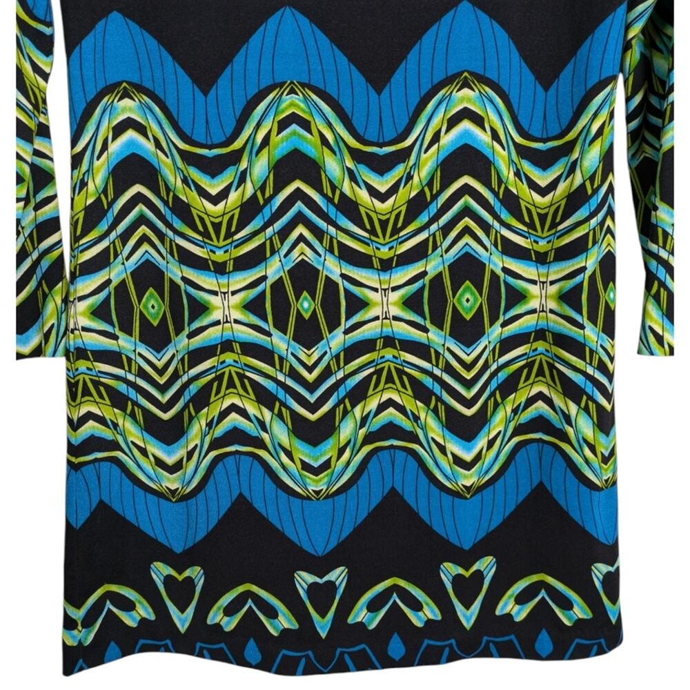 Diane von Furstenberg Tacita Decofly Tunic Dress 6 Mod Art Deco Geometric Green - Picture 4 of 8
